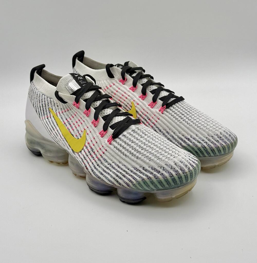 Nike Air Vapormax Flyknit 3 Men’s Shoes Size 9 White Dynamic Yellow AJ6900-103